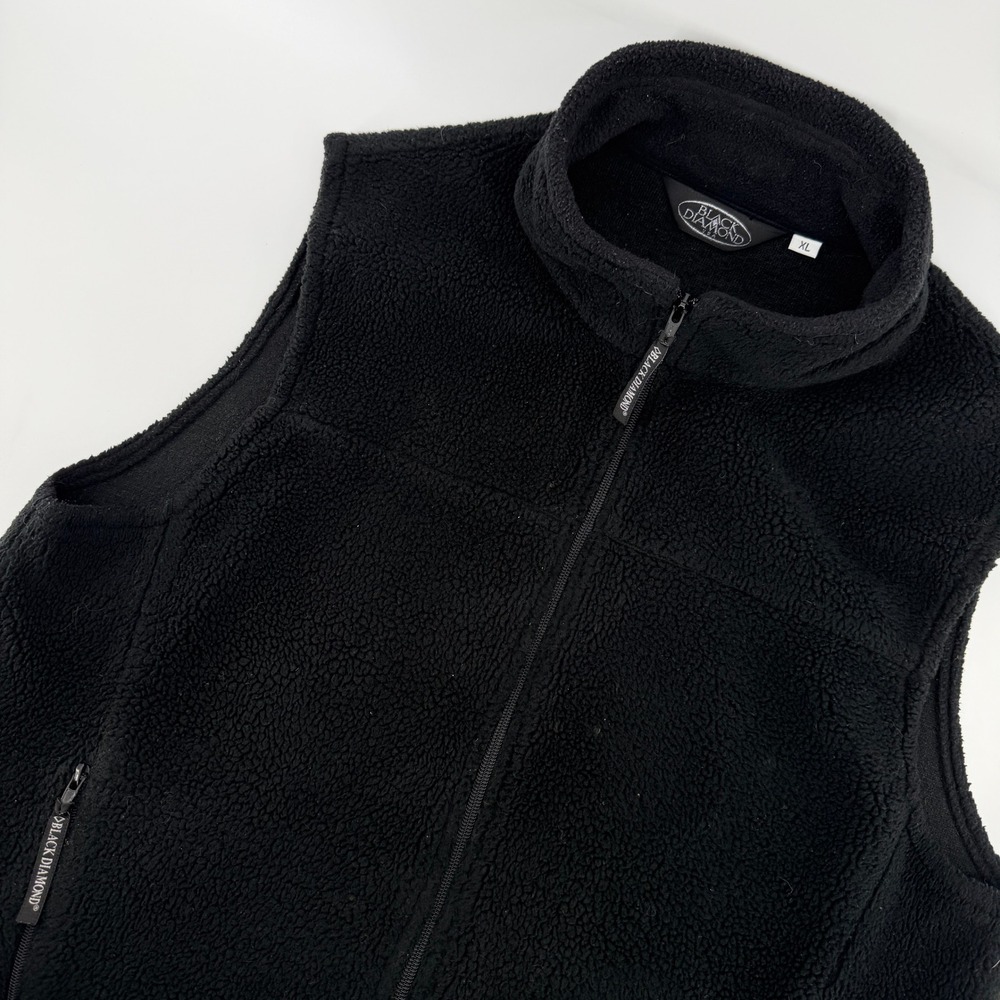 Vintage Black Diamond Fleece Vest Mens XL Black Full Zip Made in USA Gorpcore